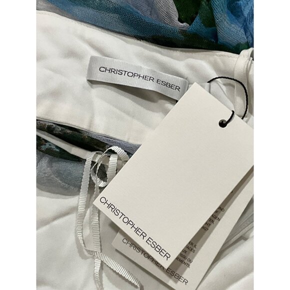 Christopher Esber Lucid Sheer Panel Dress in Lucid Garden Print 0 New Long Gown - Picture 7 of 15